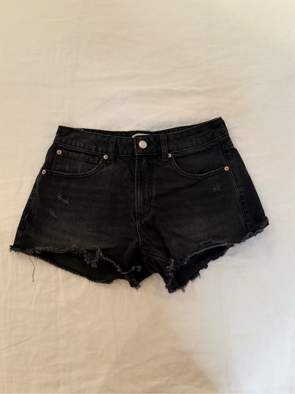 Garage Black Distressed High-Rise Denim Shorts